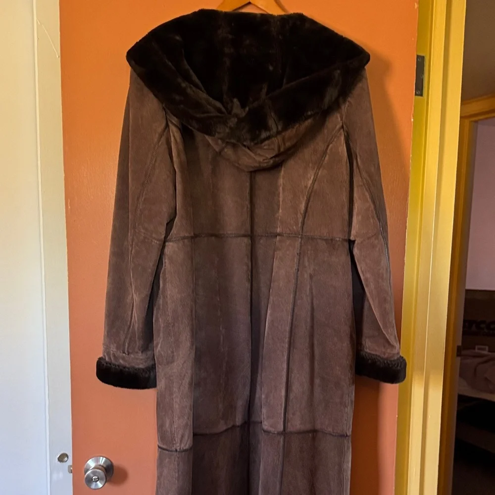 Gallery Brown Teddy Jacket with Fur Trim